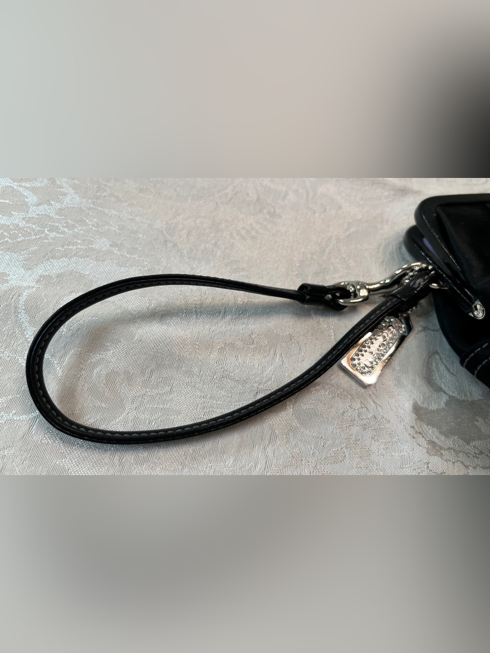 Coach Soho Kisslock Black Satin Clutch with Swarovski Crystal Studded Hangtag - Picture 12 of 13